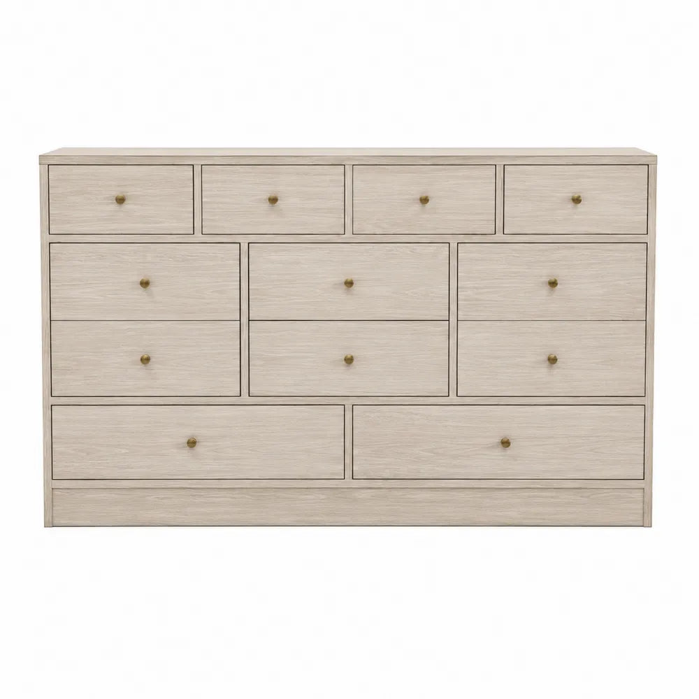 Cajonera de Madera de Roble con 10 Cajones Roble Claro 150x45x95 cm