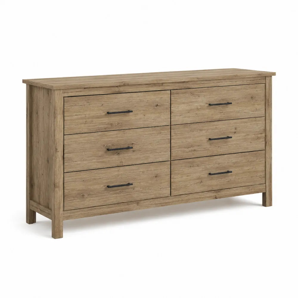 Cómoda de MDF con 6 cajones marrón 120x40x75 cm