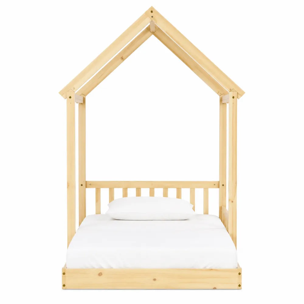 Cama infantil de madera de pino con diseño de casa para niños 200x90 cm
