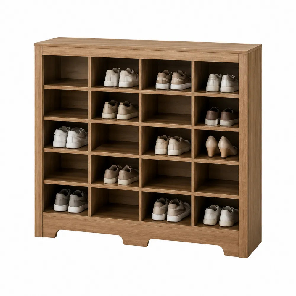 Zapatero de Madera de Roble con 20 Compartimentos