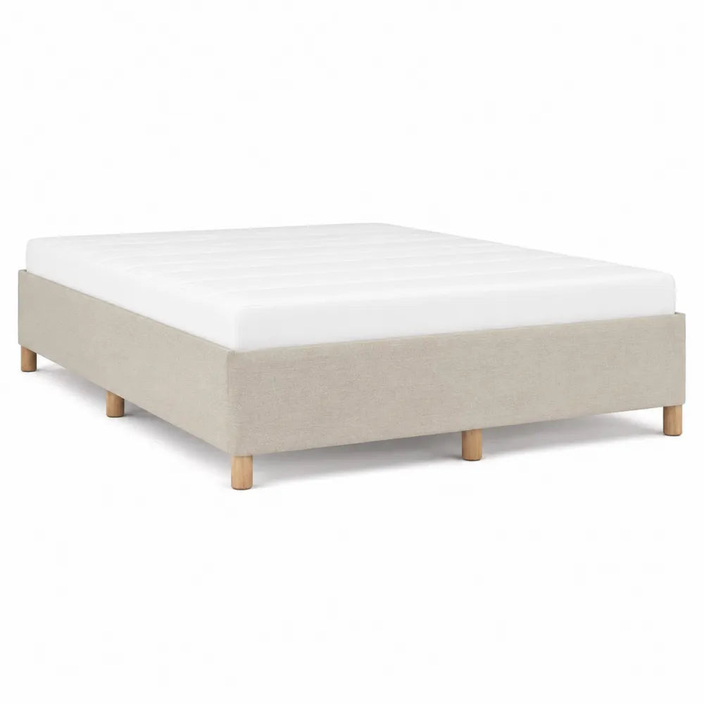 Cama con estructura de madera y colchón de espuma 200x160 cm beige