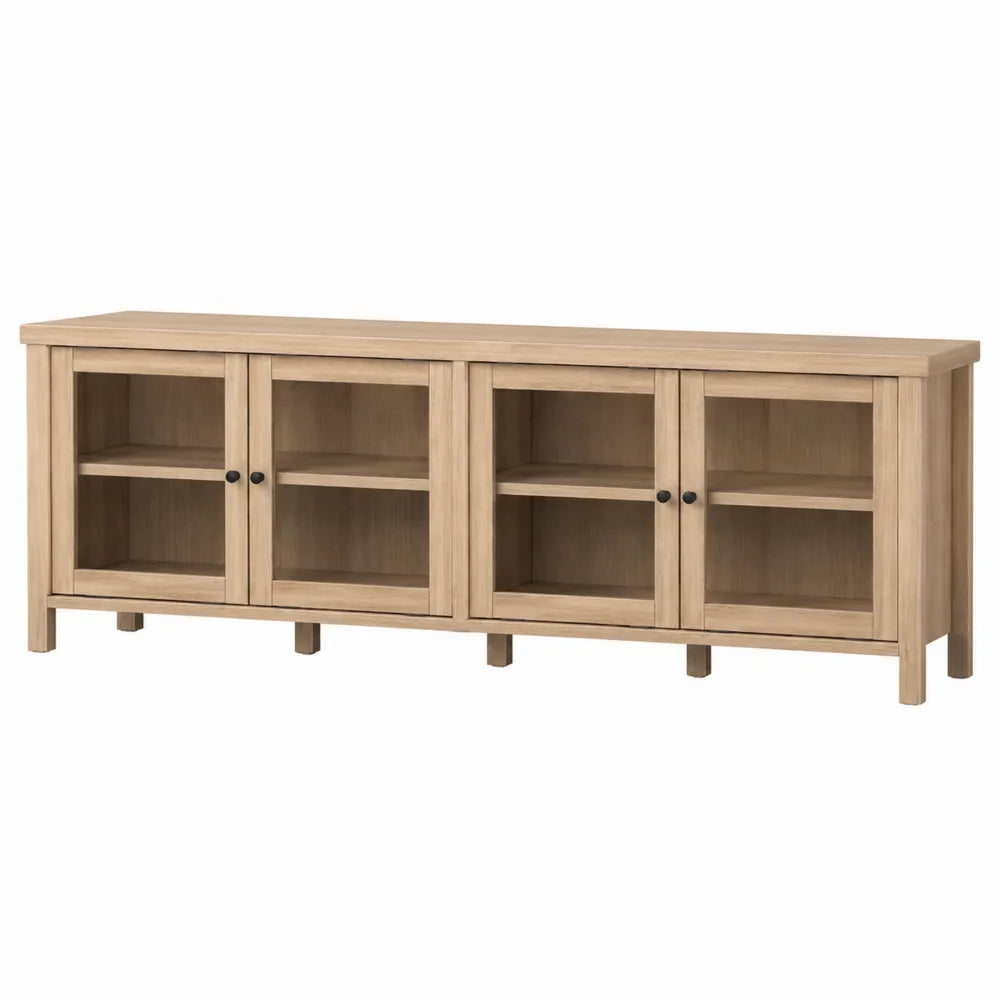 Mueble de madera y vidrio templado color roble 180x50x40 cm