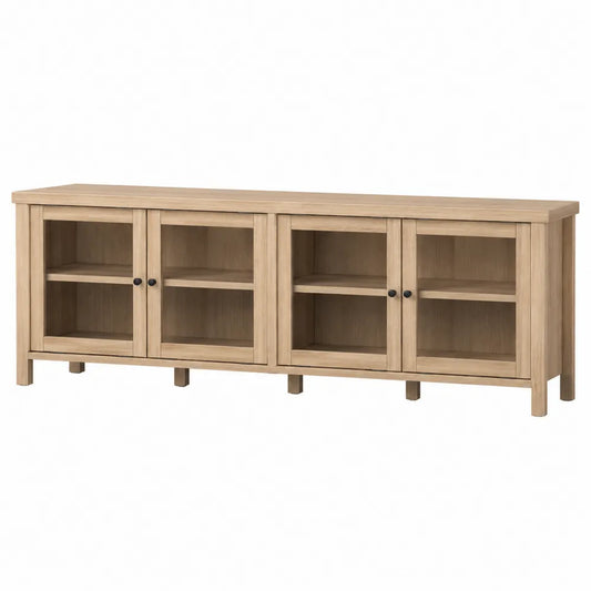 Mueble de madera y vidrio templado color roble 180x50x40 cm