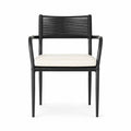 Silla de aluminio y cuerda de poliéster negra con cojín extraíble blanco