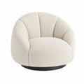 Sillón giratorio de poliéster beige 80x90x85 cm