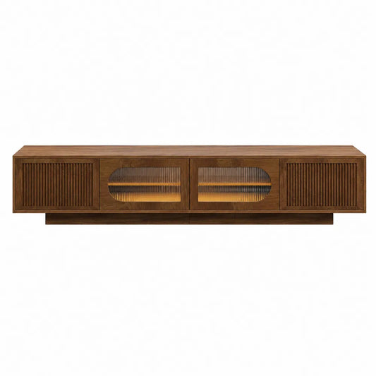 Mueble para TV de madera y vidrio marrón
