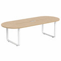 Mesa ovalada de MDF con patas de acero blanco 230x100x75 cm