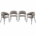 Conjunto de 4 sillas de comedor grises con estructura de acero y tapizado en poliéster