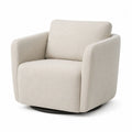 Sillón de tela de poliéster beige con base metálica giratoria
