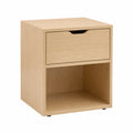 Mesita de noche de madera MDF con chapa de roble 40x30x50 cm