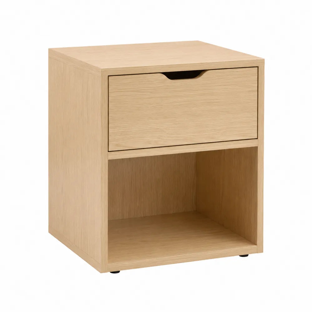 Mesita de noche de madera MDF con chapa de roble 40x30x50 cm