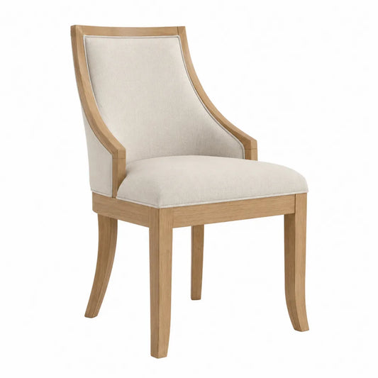 Silla de madera de roble y lino beige