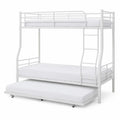 Cama litera triple de metal blanca con cama nido