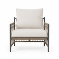 Sillón de aluminio y cuerda con cojines de poliéster beige