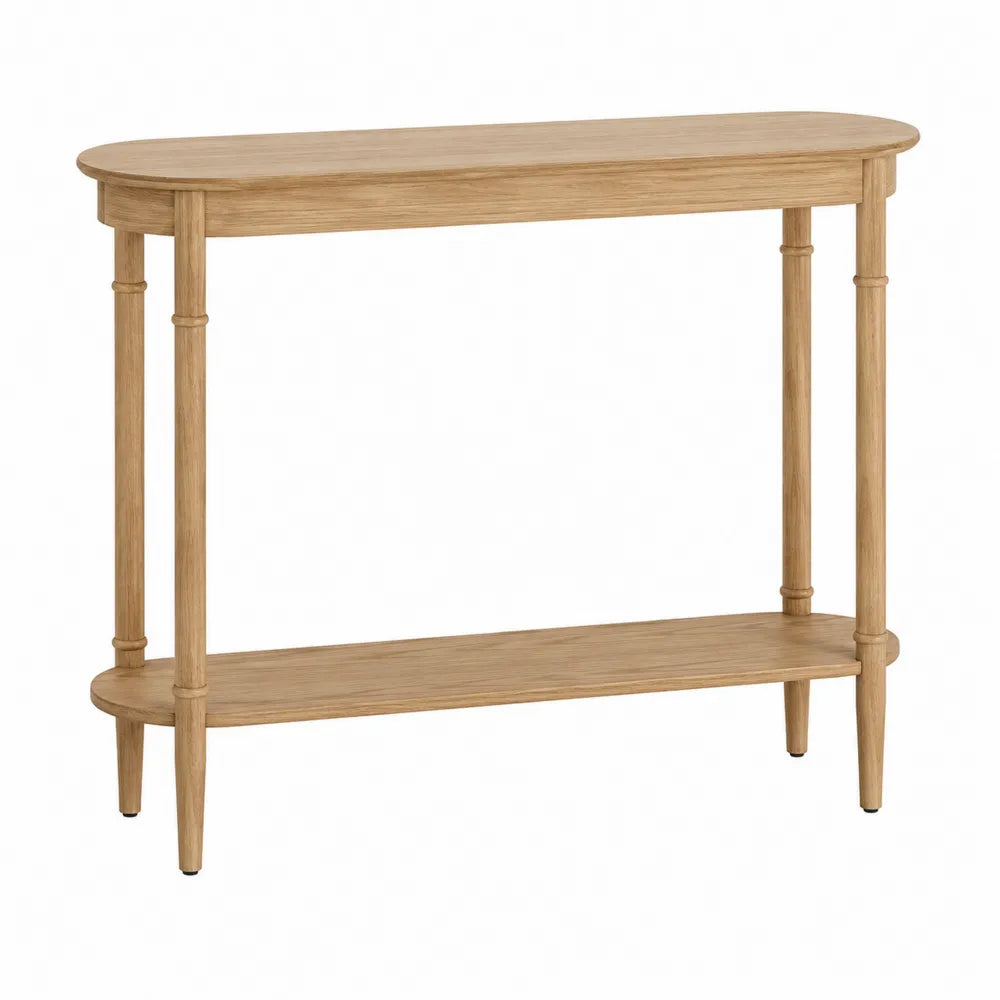 Mesa consola de madera de roble ovalada