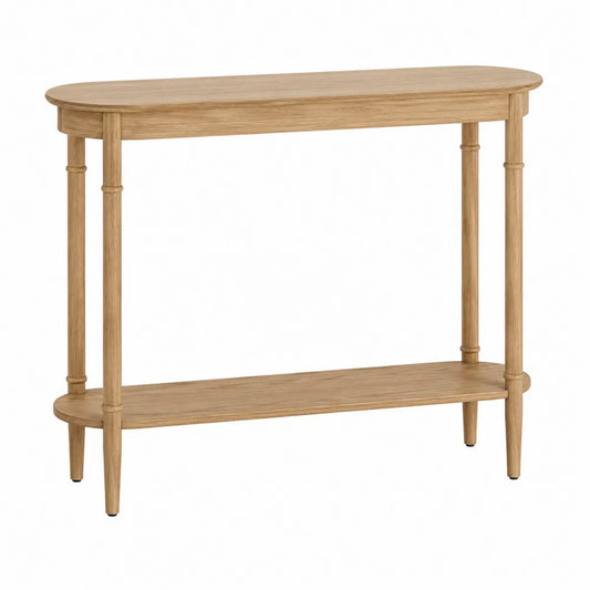 Mesa consola de madera de roble ovalada