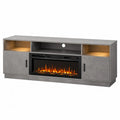 Mueble de TV con chimenea eléctrica y almacenaje MDF gris 152 cm