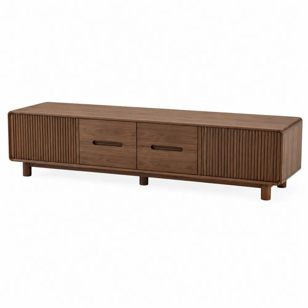 Mueble TV de madera maciza marrón 180x40x45 cm