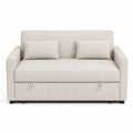 Sofá cama de lino beige con cojines desmontables