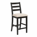 Silla de madera negra con asiento de poliéster beige 104 cm