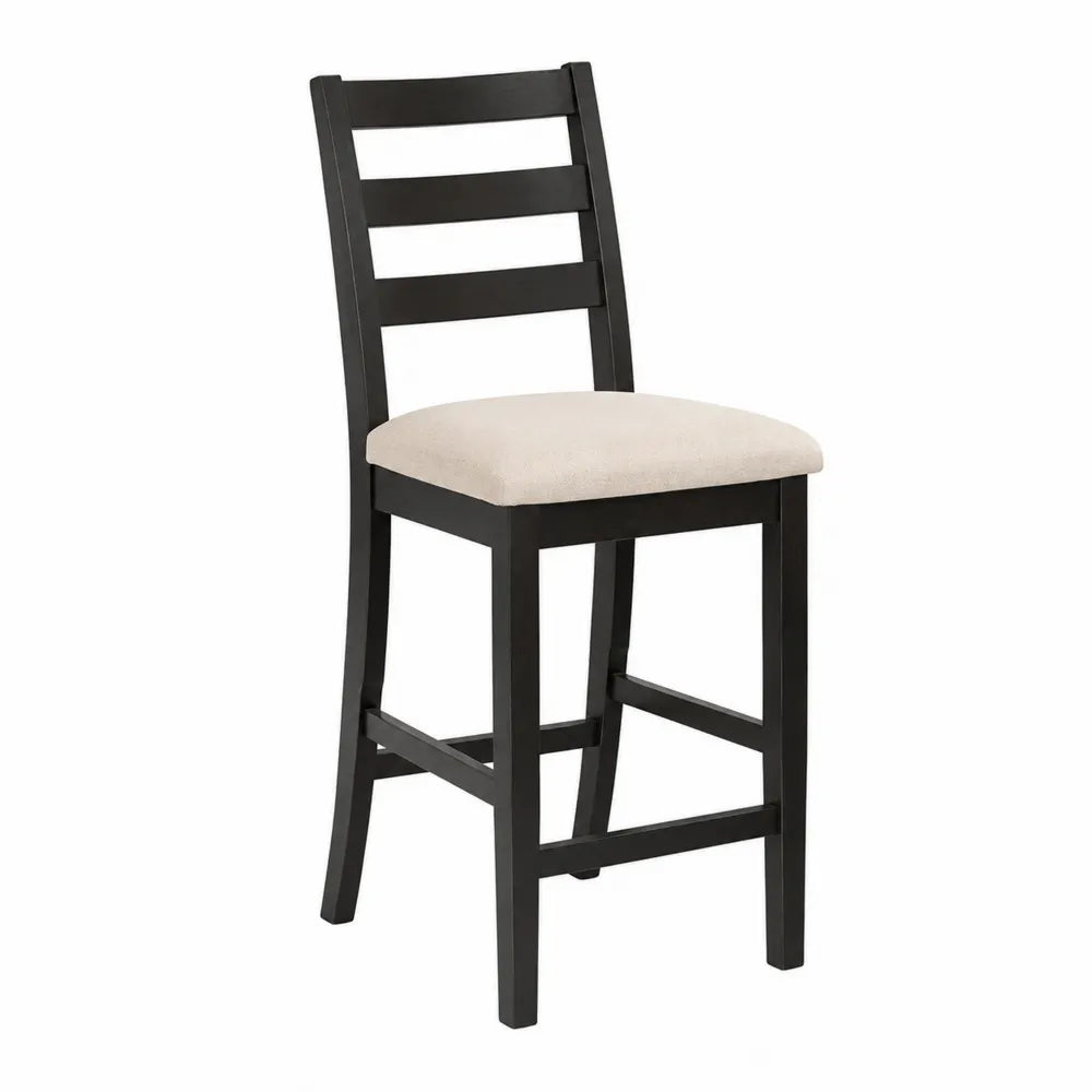 Silla de madera negra con asiento de poliéster beige 104 cm