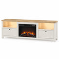 Mueble para TV con Chimenea Eléctrica MDF Melamina Blanco/Roble 180x50x40 cm