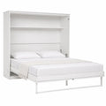 Cama abatible de pared de MDF blanca con estantería 200x140 cm