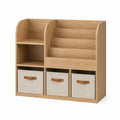 Estantería de madera con cajas de lino