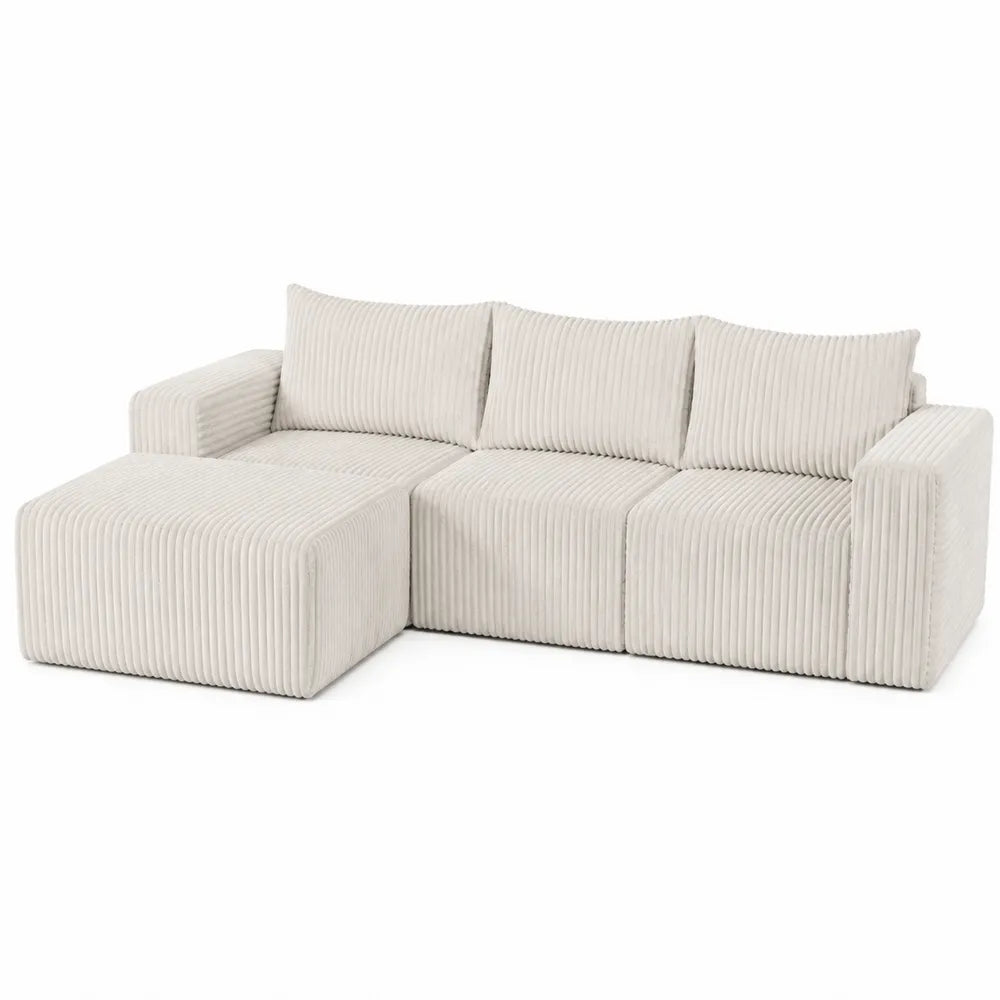 Sofá modular de esquina en pana beige 225x150 cm