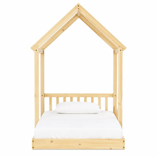 Cama infantil de madera de pino con diseño de casa para niños 200x90 cm