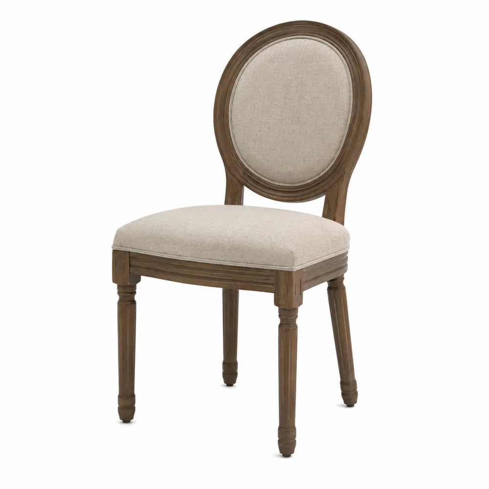 Silla de comedor de roble y tela de poliéster beige 47x54x99 cm