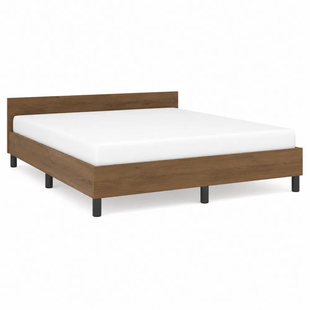 Cama doble de MDF marrón 200x160 cm