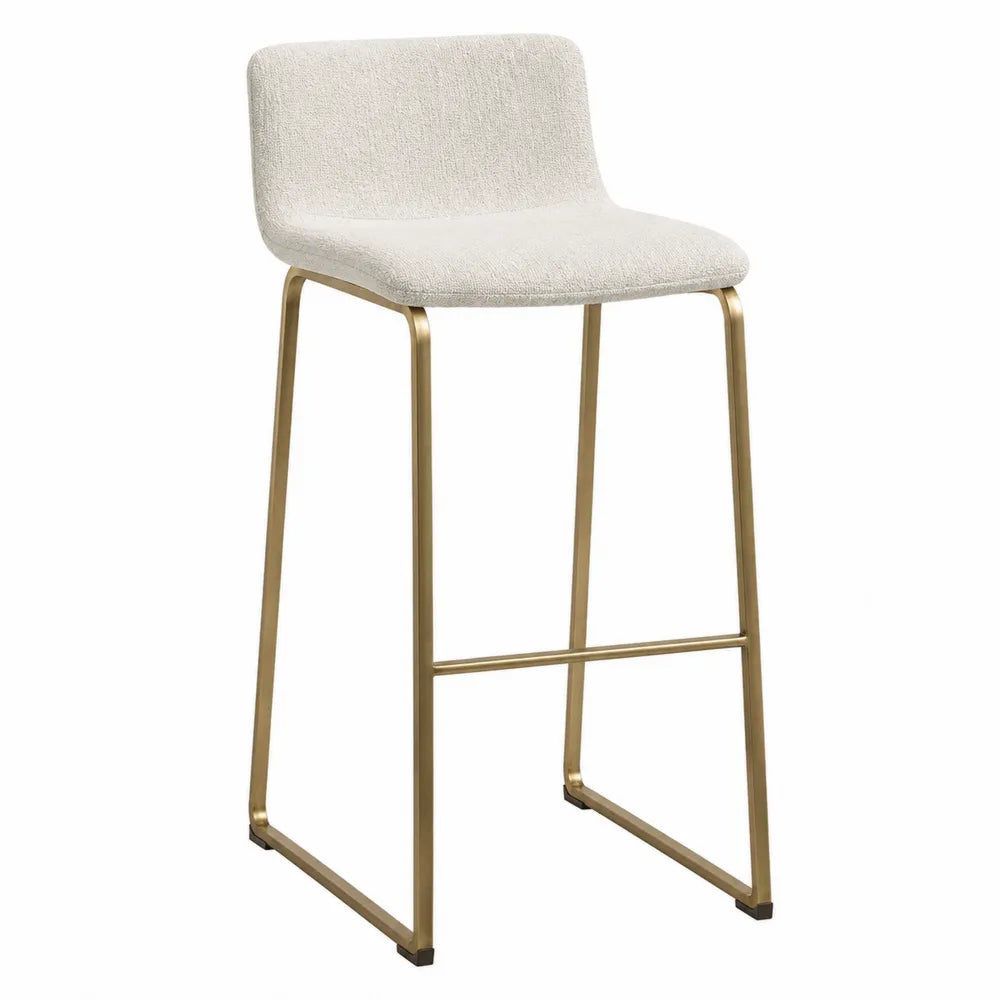 Taburete de bar de tela beige con estructura de metal