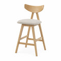 Taburete de madera con asiento de poliéster beige
