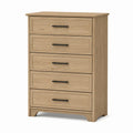Cómoda de Madera de Roble con 5 Cajones y Asas de Acero 90x45x120 cm