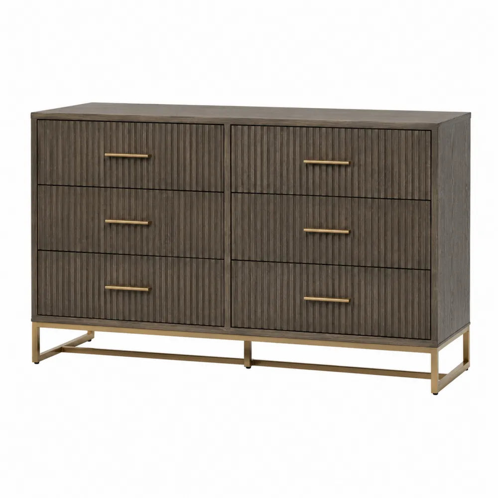 Cómoda de Madera con Tiradores de Metal Marrón 120x40x80 cm