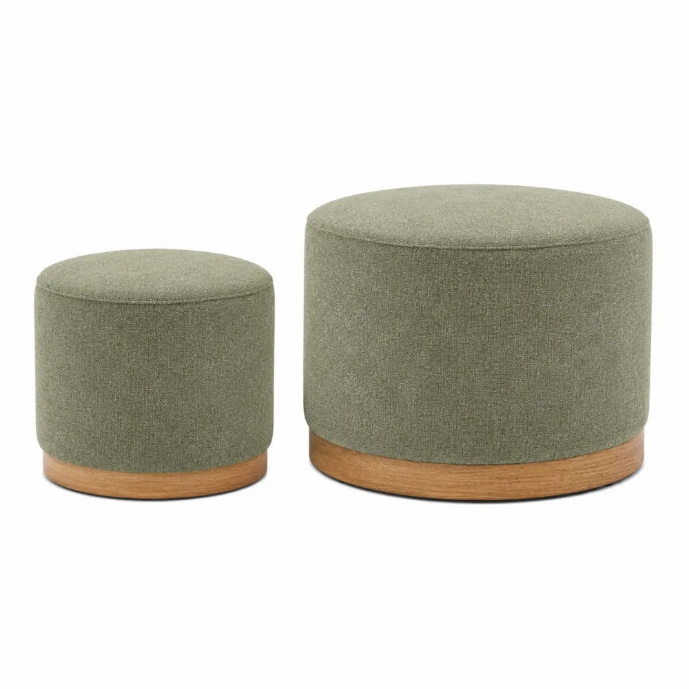Juego de reposapiés de tela verde con base de madera