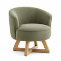 Silla giratoria de poliéster verde oliva con base de madera